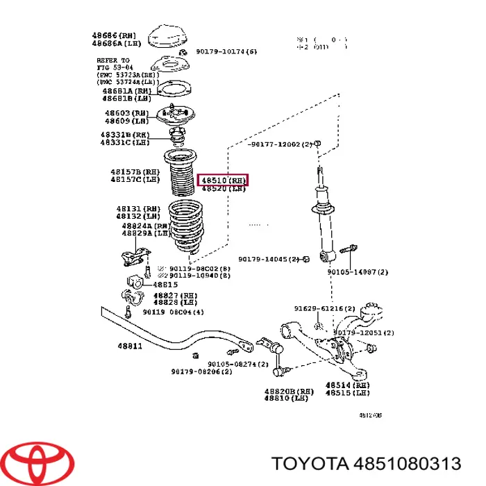 4851080313 Toyota amortiguador delantero