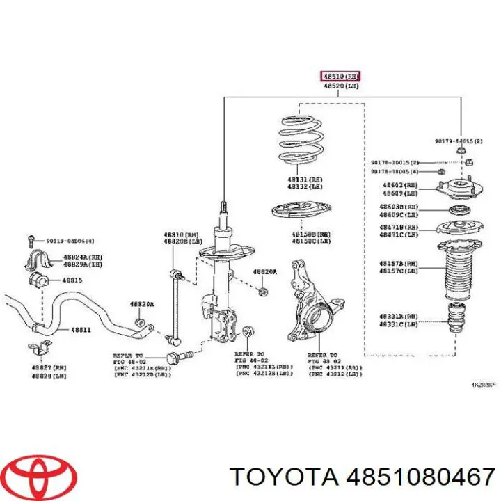 4851080467 Toyota amortiguador delantero derecho