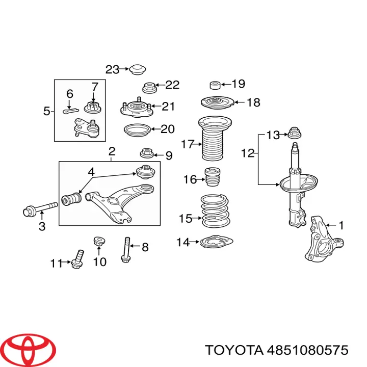 4851080575 Toyota amortiguador delantero derecho