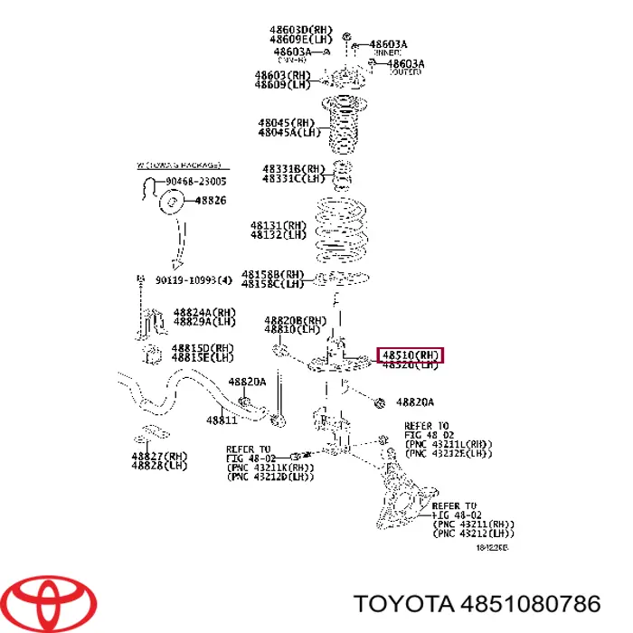 4851080803 Toyota amortiguador delantero derecho