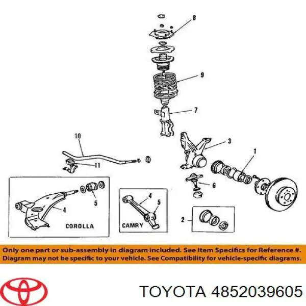 4852039605 Toyota amortiguador delantero izquierdo