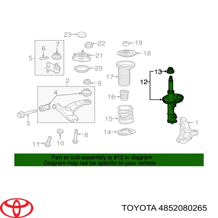 4852080265 Toyota amortiguador delantero izquierdo