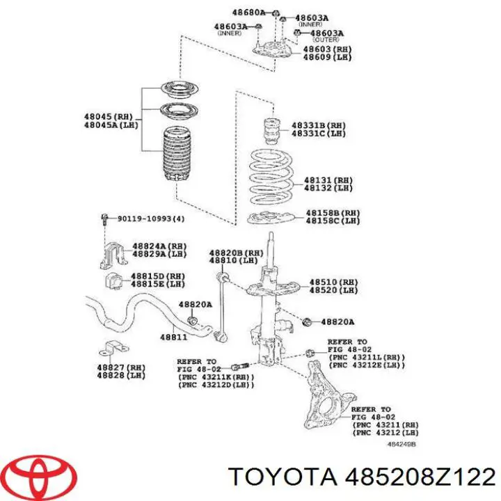 485208Z122 Toyota amortiguador delantero izquierdo