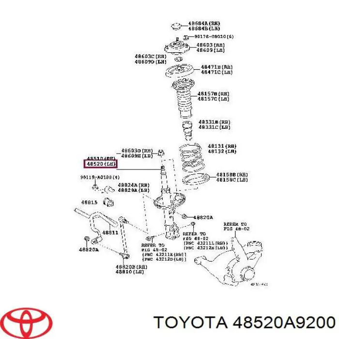 48520A9200 Toyota amortiguador delantero izquierdo