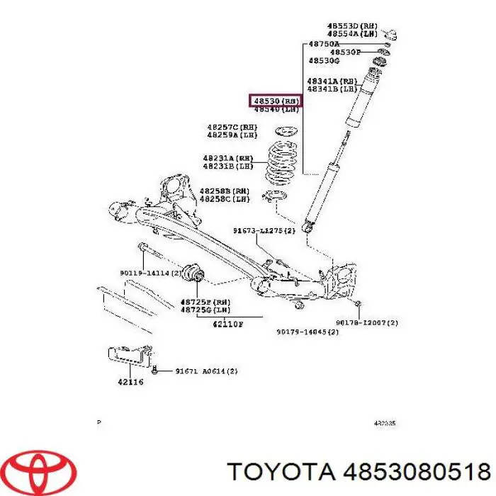 4853080518 Toyota amortiguador trasero