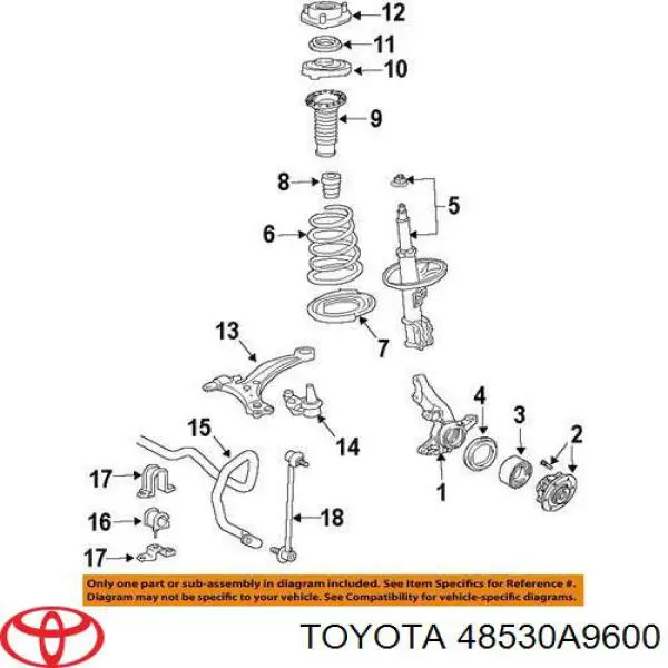 48530A9600 Toyota amortiguador trasero derecho