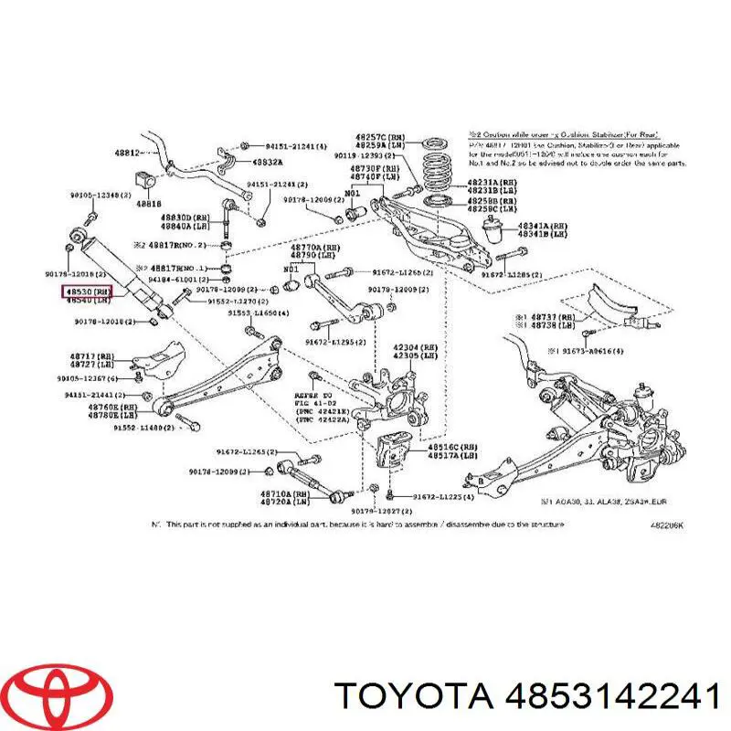 4853142241 Toyota amortiguador trasero