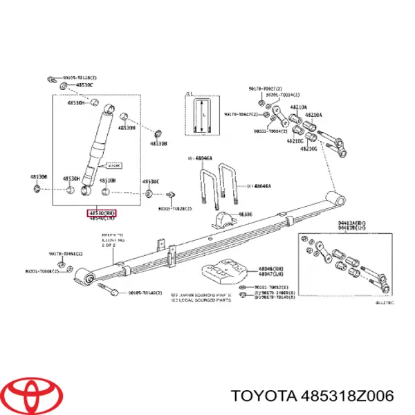 485318Z006 Toyota amortiguador trasero derecho
