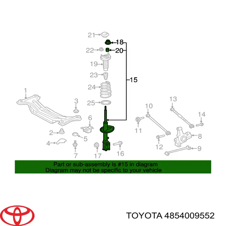 4854009552 Toyota Amortiguador trasero izquierdo