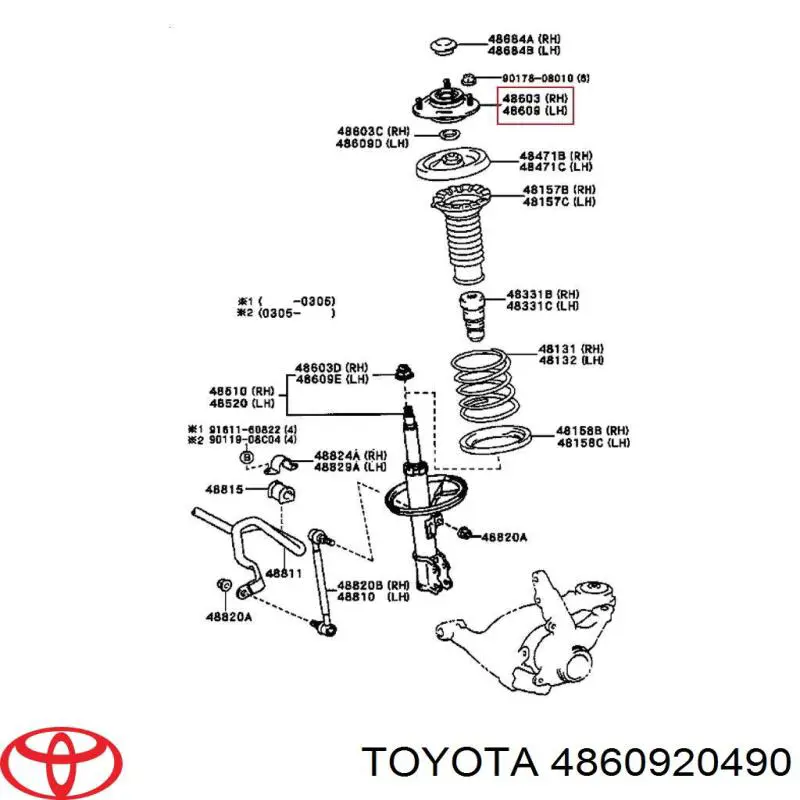 4860920490 Toyota soporte amortiguador delantero