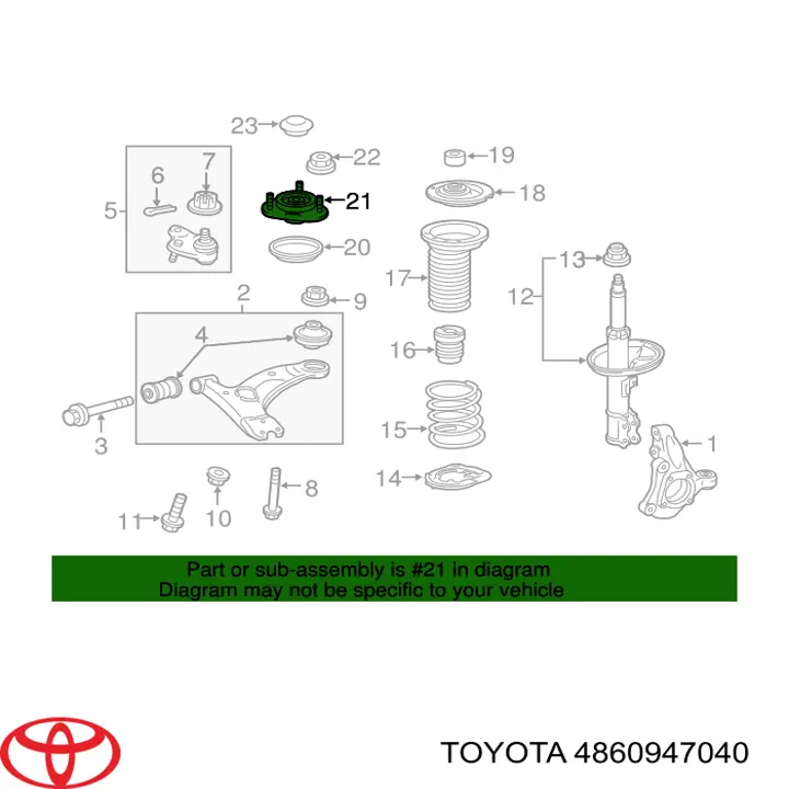Soporte del amortiguador delantero Toyota 4860947040 precio, desde 31,48 EUR