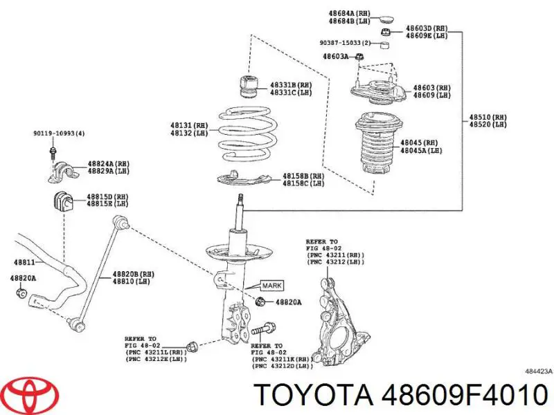 4860947060 Toyota soporte amortiguador delantero