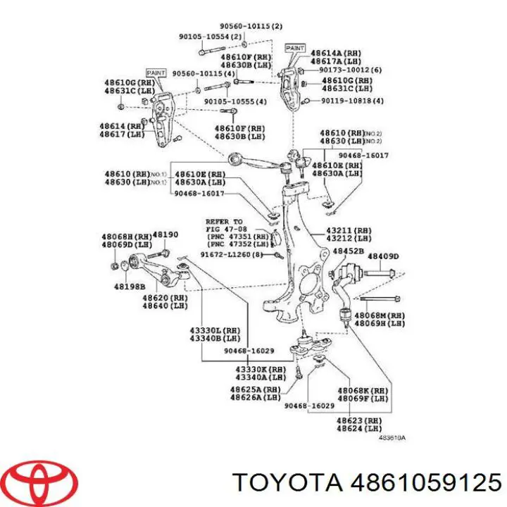 Brazo superior derecho de la suspensión delantera Toyota 4861059125 precio, desde 45,19 EUR