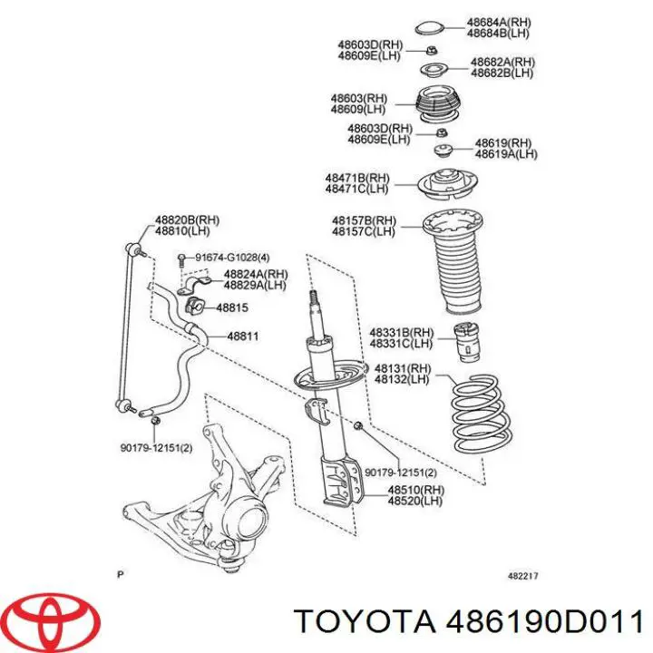 Comprar 486190D011 Toyota Rodamiento de soporte del amortiguador delantero