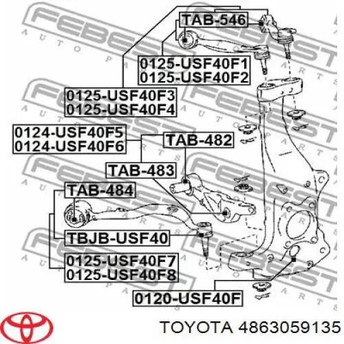 4863059135 Toyota barra oscilante, suspensión de ruedas delantera, superior izquierda