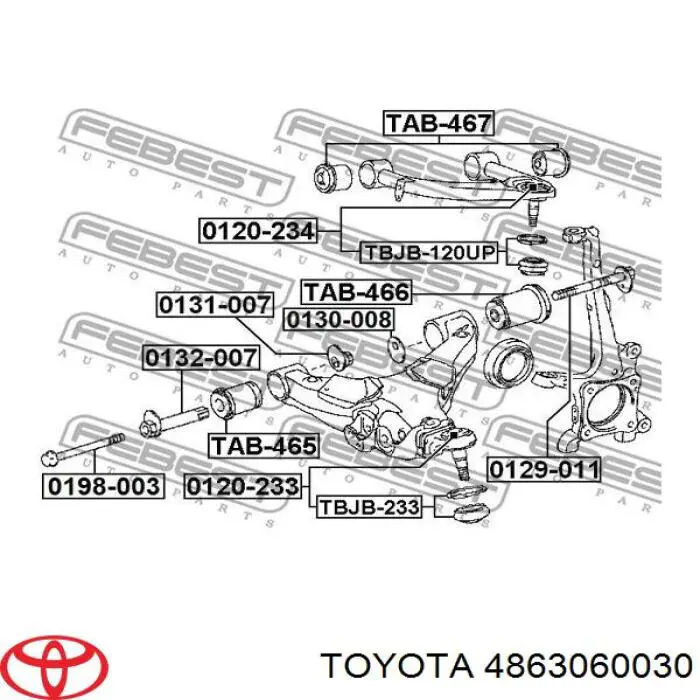 4863060030 Toyota barra oscilante, suspensión de ruedas delantera, superior izquierda