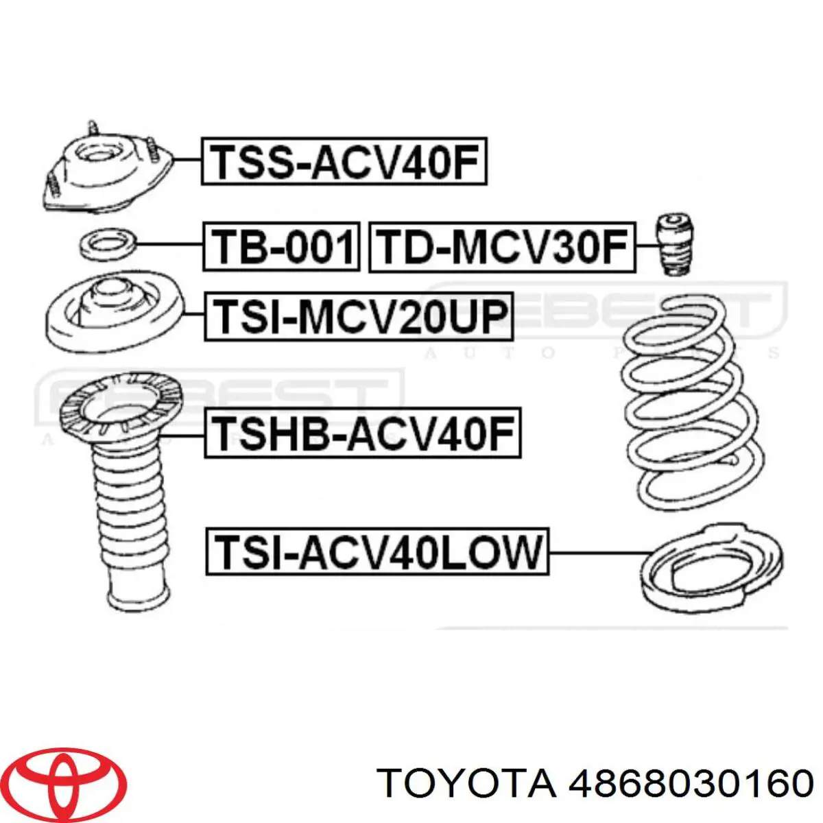 4868030160 Toyota soporte amortiguador delantero