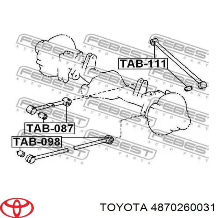 4870260031 Toyota suspensión, brazo oscilante, eje trasero, superior