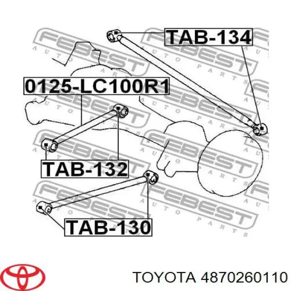 4870260110 Toyota Buje del brazo longitudinal trasero