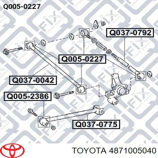 4871005040 Toyota brazo suspension (control trasero inferior izquierdo)