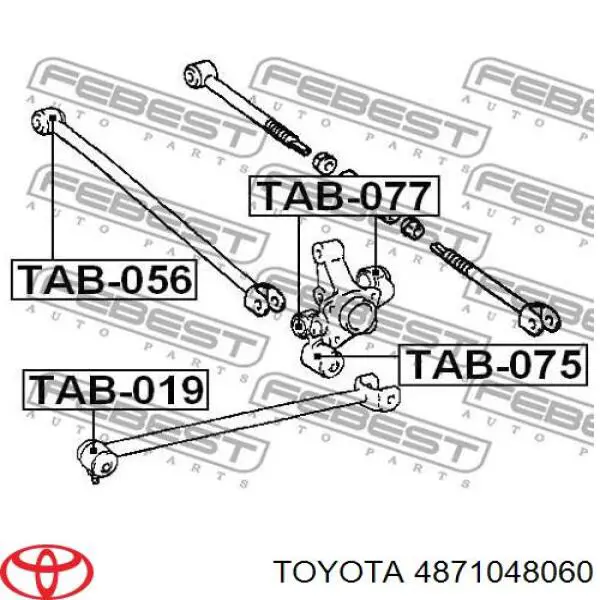 4871048060 Toyota barra transversal de suspensión trasera