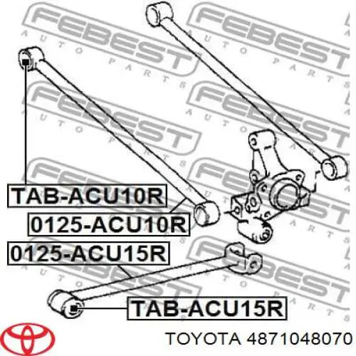 4871048070 Toyota barra transversal de suspensión trasera