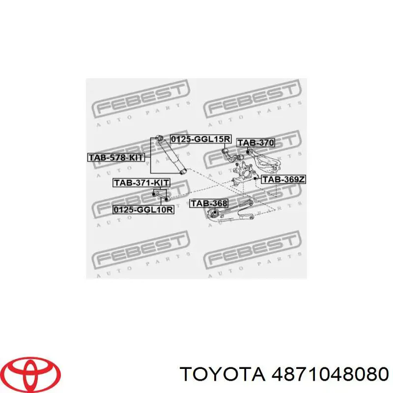 4871048080 Toyota barra transversal de suspensión trasera