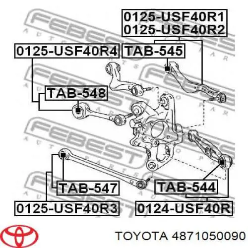 4871050090 Toyota brazo suspension inferior trasero izquierdo/derecho