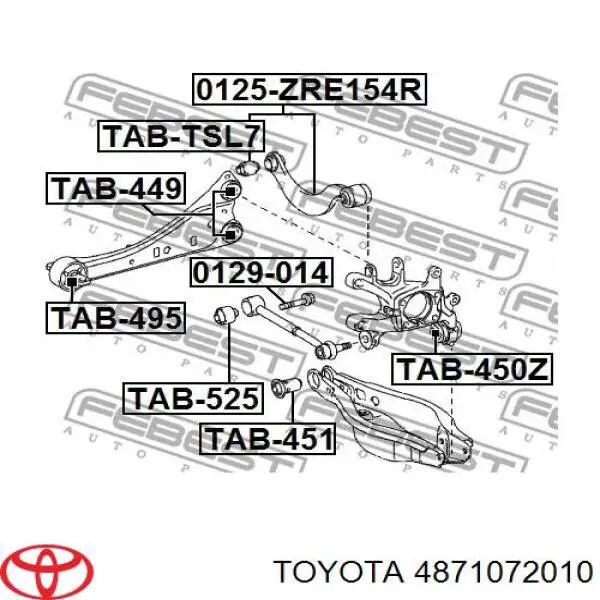 4871072010 Toyota barra transversal de suspensión trasera