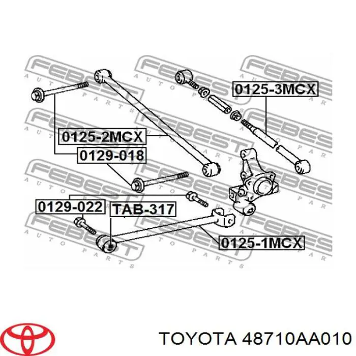 48710AA010 Toyota barra transversal de suspensión trasera