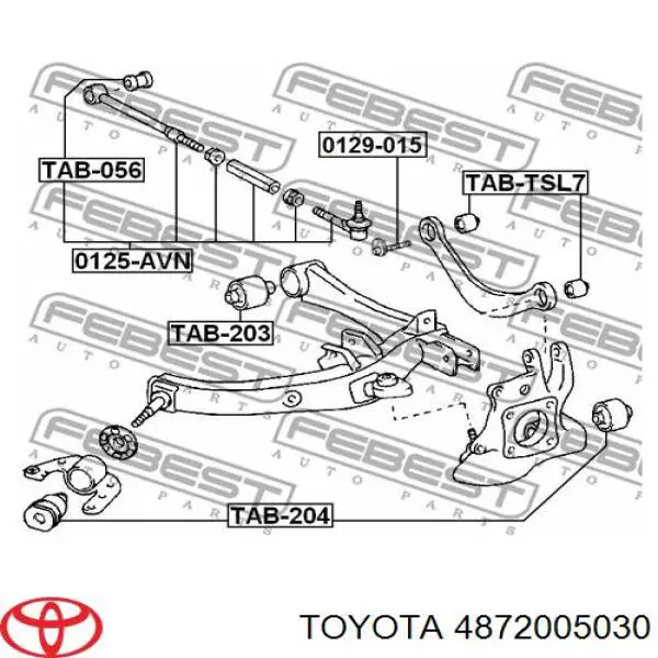 4872005030 Toyota barra transversal de suspensión trasera