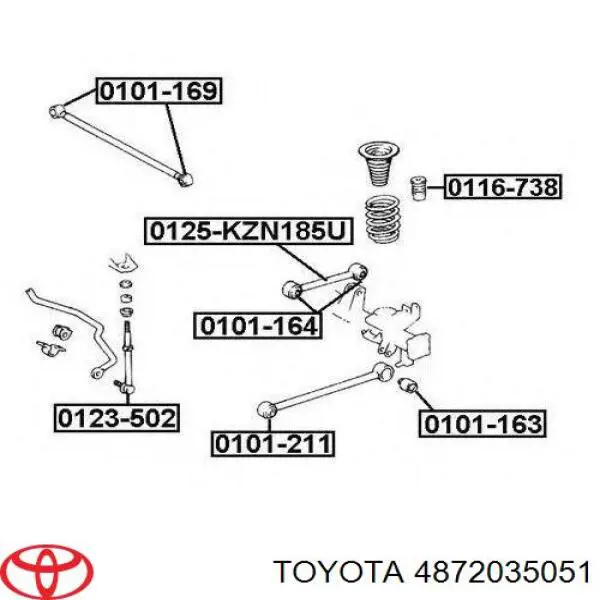 Barra oscilante, suspensión de ruedas Trasera Inferior Izquierda/Derecha para Toyota Land Cruiser (J9)