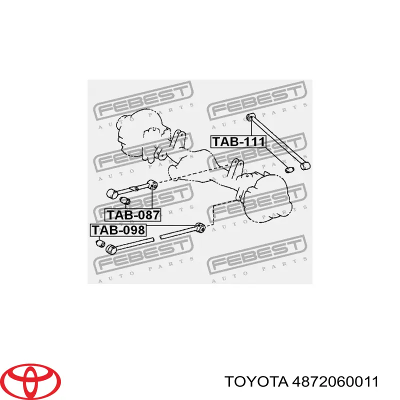 4872060011 Toyota palanca de soporte suspension trasera longitudinal inferior izquierda/derecha