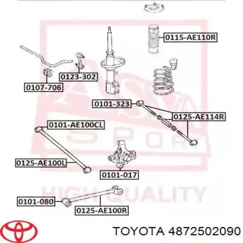 4872502090 Toyota silentblock de brazo suspensión trasero transversal