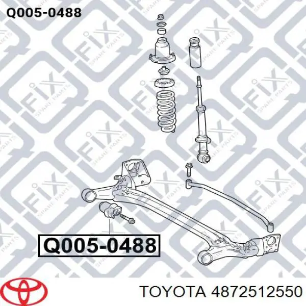 4872512550 Toyota suspensión, cuerpo del eje trasero