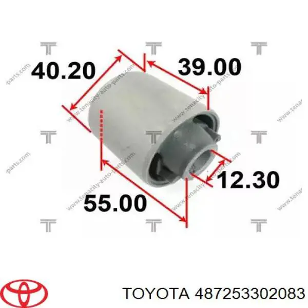 Buje delantero del brazo longitudinal trasero Toyota 487253302083 precio, desde 9,85 EUR