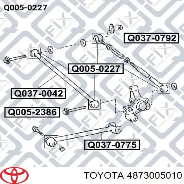 4873005010 Toyota brazo de suspension trasera derecha