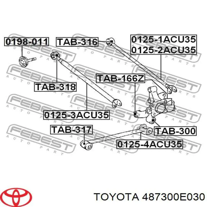 487300E030 Toyota barra transversal de suspensión trasera