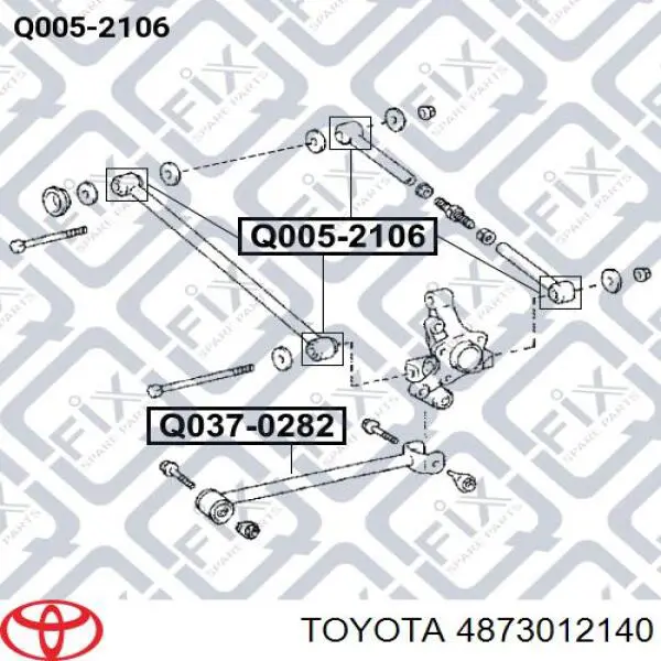 4873012140 Toyota barra transversal de suspensión trasera