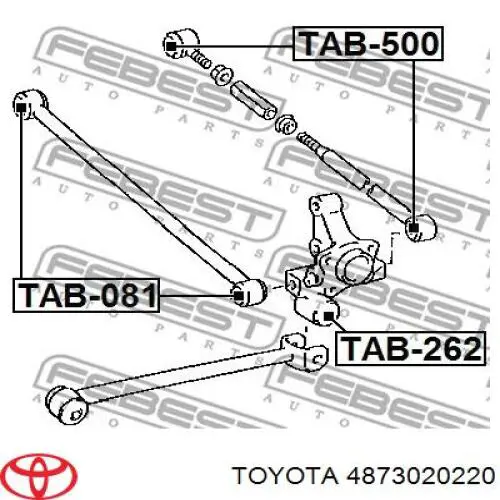 4873020220 Toyota barra transversal de suspensión trasera