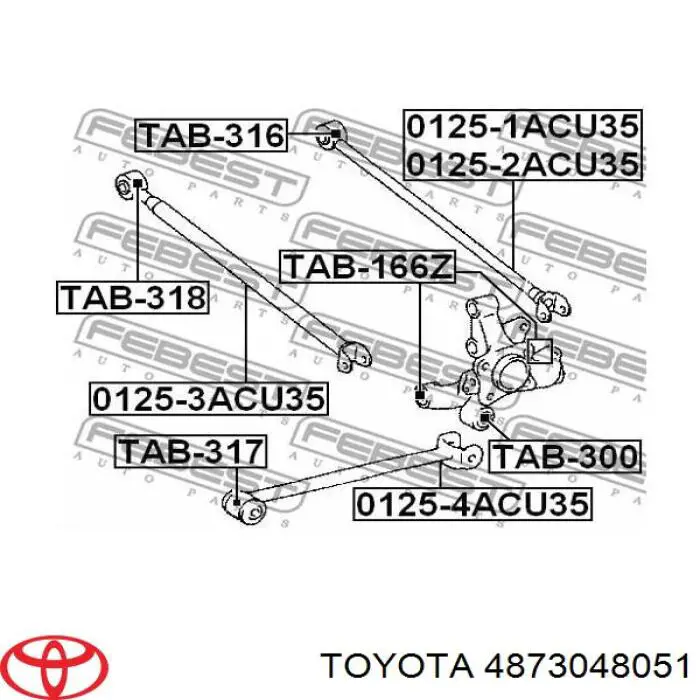 4873048051 Toyota barra transversal de suspensión trasera