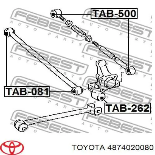 4874020080 Toyota silentblock de brazo suspensión trasero transversal