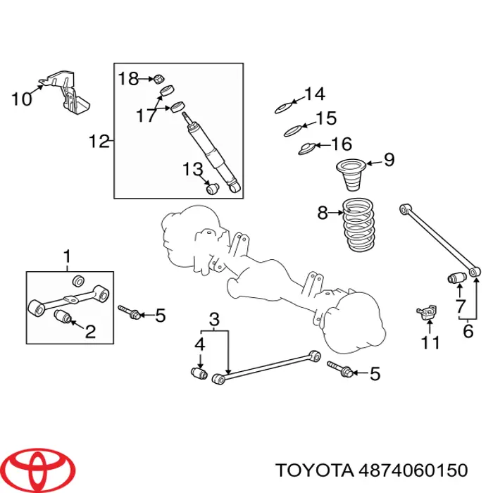Barra oscilante, suspensión de ruedas, eje trasero Toyota 4874060150 precio, desde 22,83 EUR