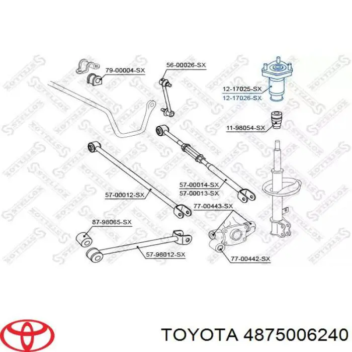 4875006240 Toyota soporte amortiguador trasero derecho