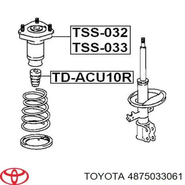 4875033062 Toyota soporte amortiguador trasero derecho