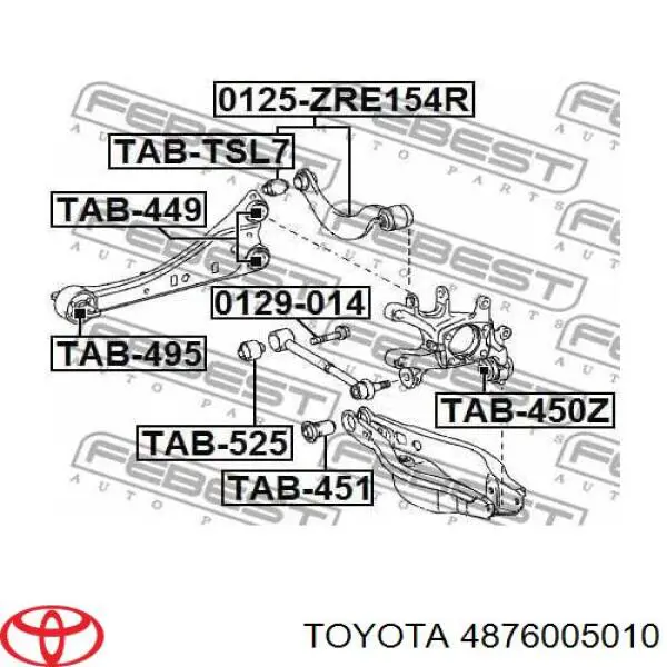 4876005010 Toyota mangueta trasera derecha (suspension)