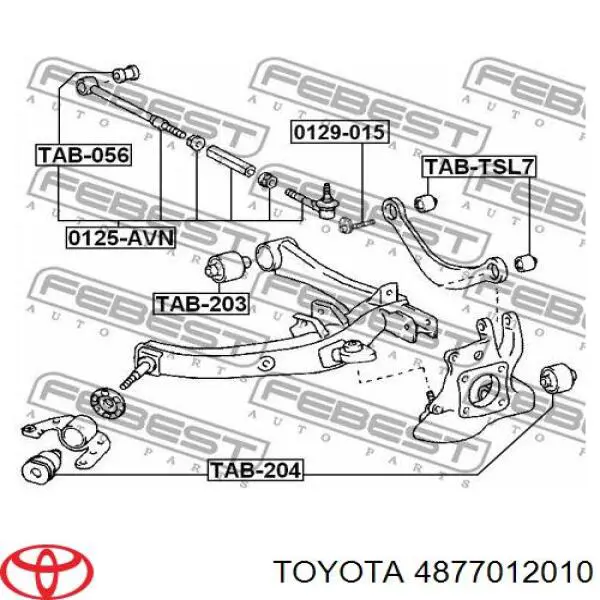 4877012010 Toyota brazo suspension inferior trasero izquierdo/derecho