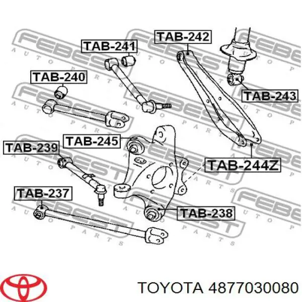 4877030080 Toyota brazo suspension inferior trasero izquierdo/derecho