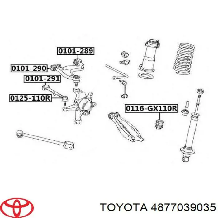 4877039035 Toyota brazo suspension trasero superior derecho