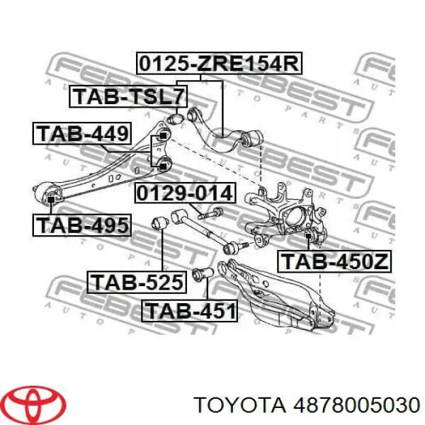 4878005030 Toyota barra oscilante, suspensión de ruedas, trasera izquierda